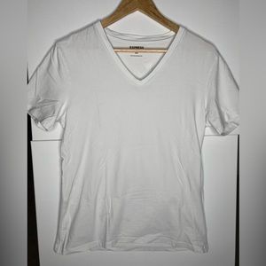 Express white stretch V-neck tee size medium